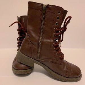Burgundy Lace Up Combat Boot Size 6.5